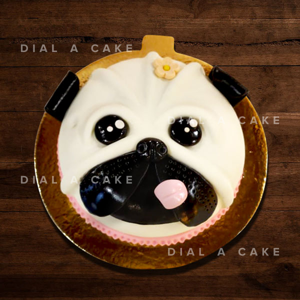 Order Online Pug dog face cake Cake Delivery in Delhi NCR Indirapuram Vaishali Noida Ghaziabad